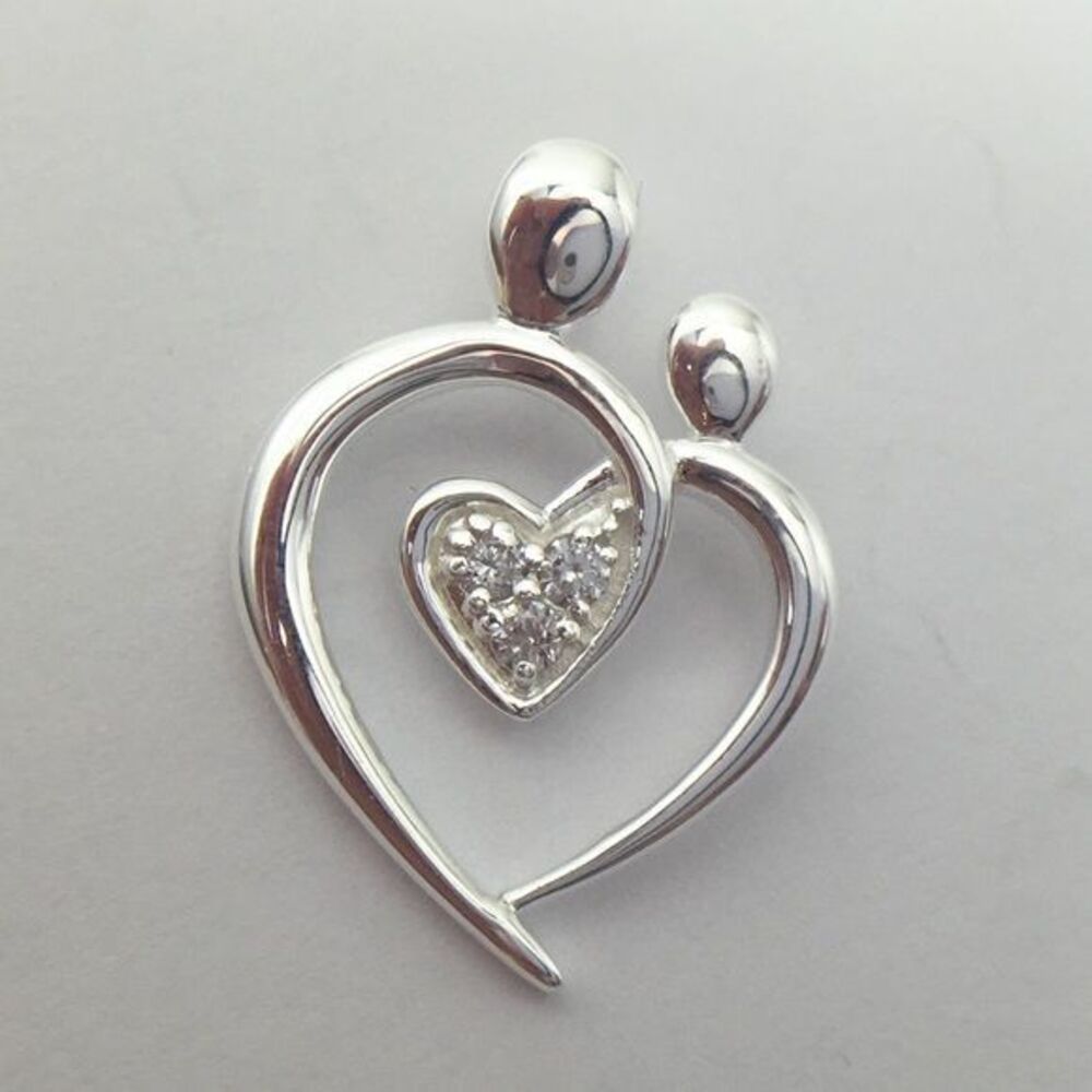 Mother Child CZ Pendant Sterling Silver‎